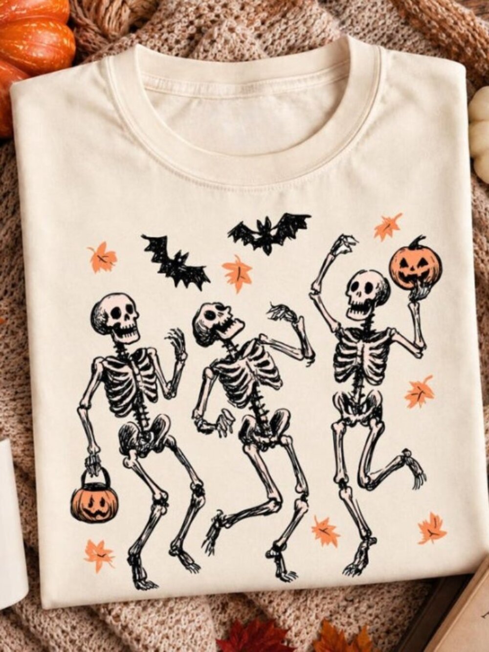 Dancing Skeleton Shirt, Halloween Pumpkin Tee